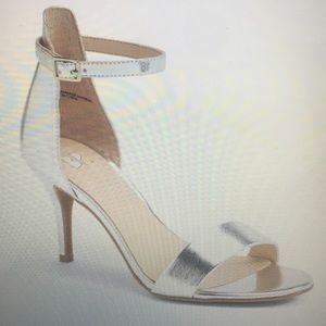 Silver strappy sandal heel